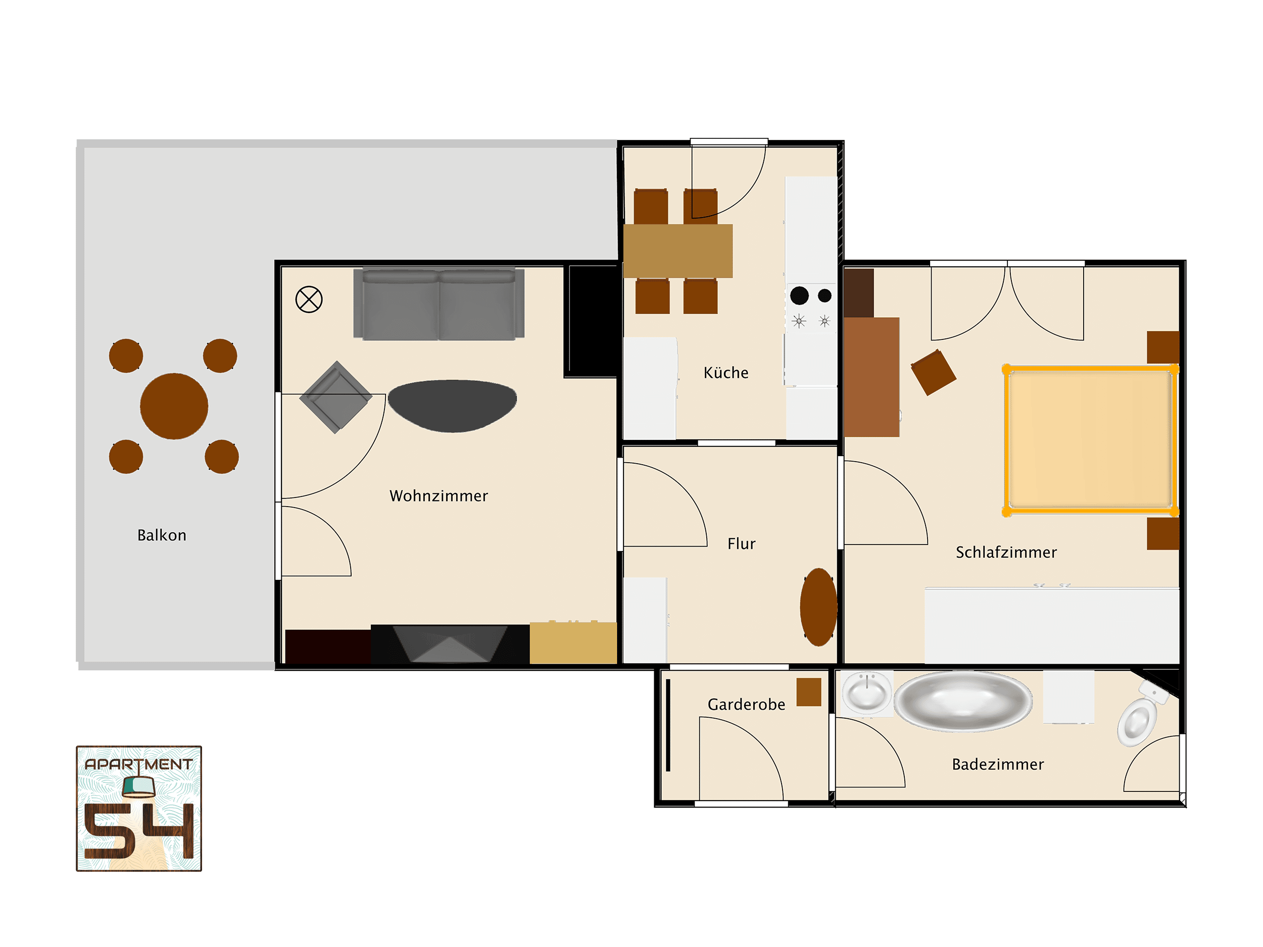 Grundriss der Ferienwohnung Apartment 54