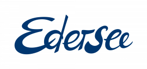 Vakantiehuis Kellerwald Logo van Edersee in blauw lettertype op witte achtergrond Vakantiehuis Edersee