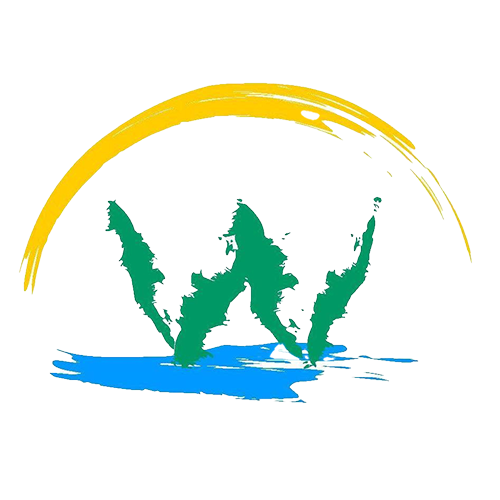 Ferienhaus Kellerwald Logo mit Wasserpflanzen und Sonne, symbolisiert Natur und Umweltbewusstsein Ferienhaus Edersee