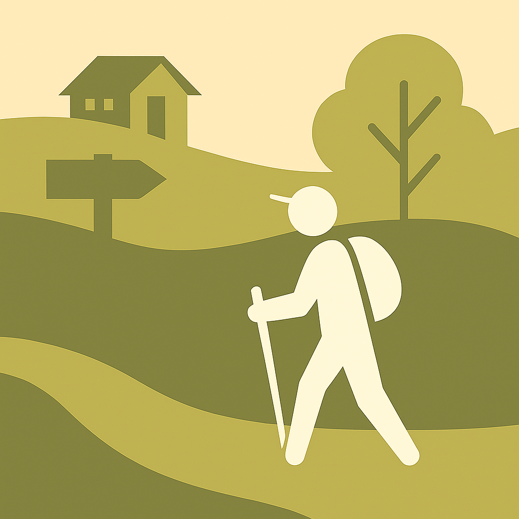 Wanderer mit Rucksack auf einer Wanderroute in der Natur , Ferienhaus Edersee, Ferienhaus Kellerwald