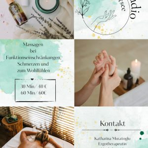 Massage Studio Werbung mit Preisen und Kontaktangaben, Entspannung und Wellness , Ferienhaus Edersee, Ferienhaus Kellerwald