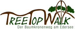Baumwipfelpfad-Logo mit grünem Text und Blattmotiv , Ferienhaus Edersee, Ferienhaus Kellerwald