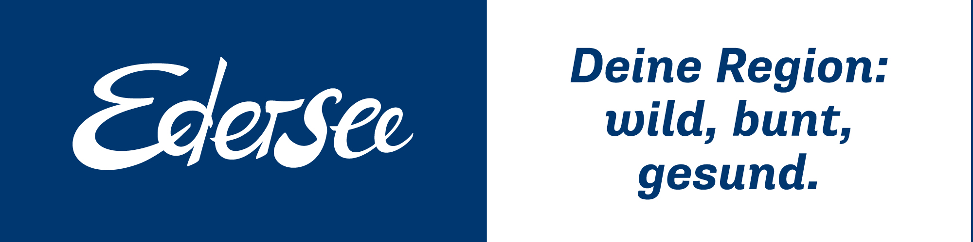 Edersee Logo met slogan 'Uw regio: wild, kleurrijk, gezond', Vakantiehuis Edersee, Vakantiehuis Kellerwald