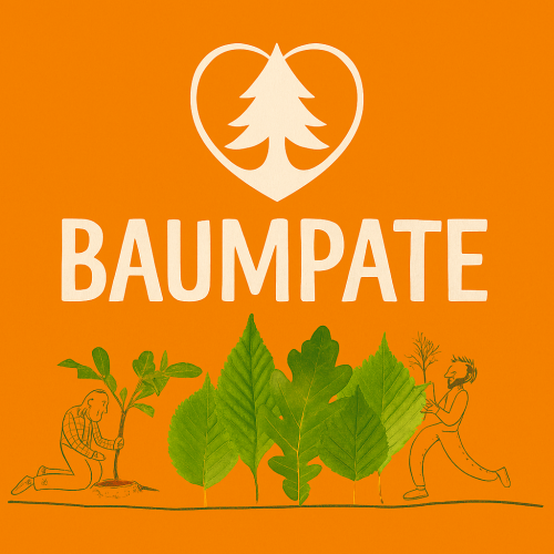 Poster with tree sponsor motifs on an orange background, vacation home Edersee, vacation home Kellerwald