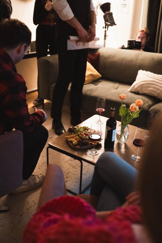 Cozy living room with friends and wine, Edersee vacation home, Kellerwald vacation home